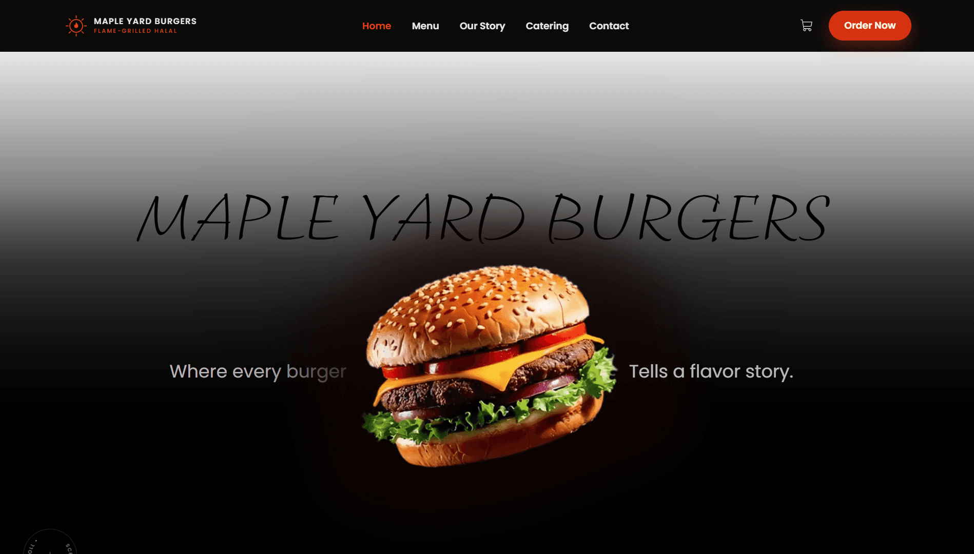 Maple Yard Burgers ordering site, built by AccelienTech